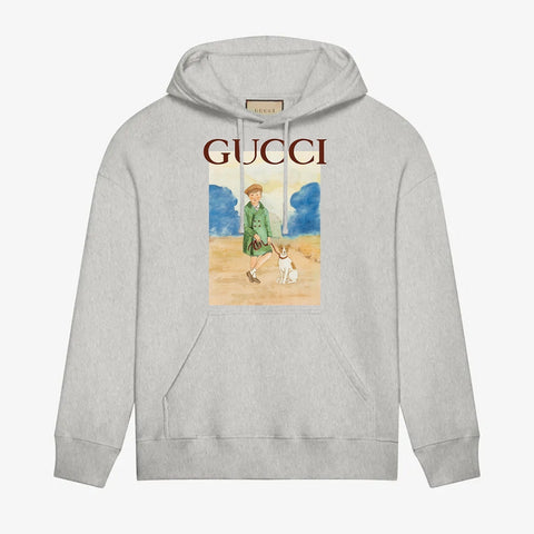 Children And Dogs Print Hoodie