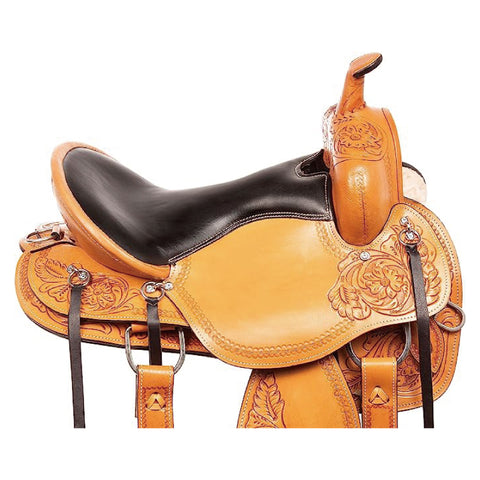 Premium Leather Barrel Racing Trail Horse Horse Saddle TACK Black/Tan