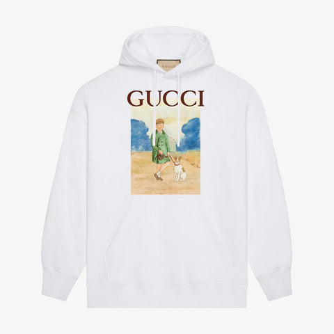Children And Dogs Print Hoodie