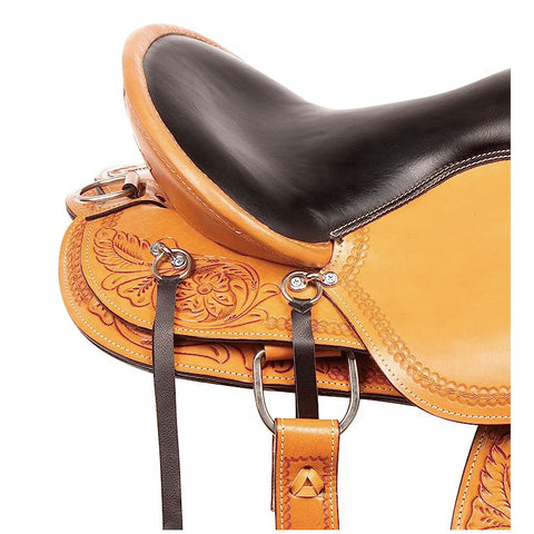 Premium Leather Barrel Racing Trail Horse Horse Saddle TACK Black/Tan