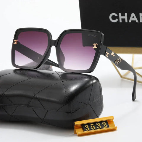 5-color stylish CC letter temple sunglasses