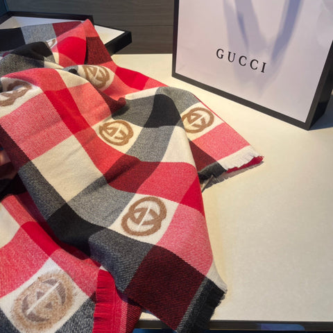 Monogram Check Cashmere Scarf
