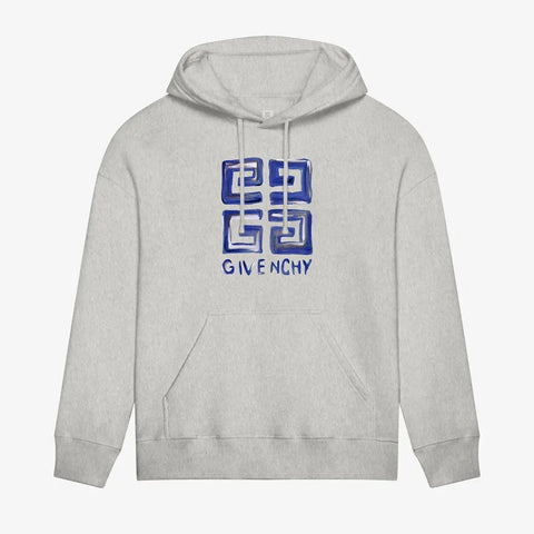 Blue Square Print Hoodie