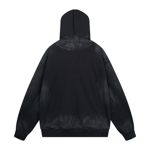 Skater Hoodie Oversized in black curly fleece