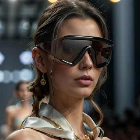 Wholesale Oversize Futuristic Shield Wraparound Visor Sunglasses