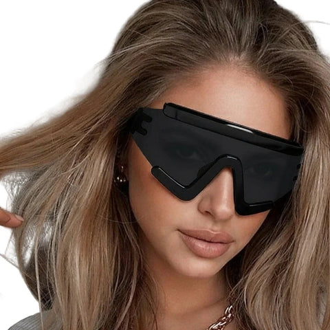 Wholesale Oversize Futuristic Shield Wraparound Visor Sunglasses